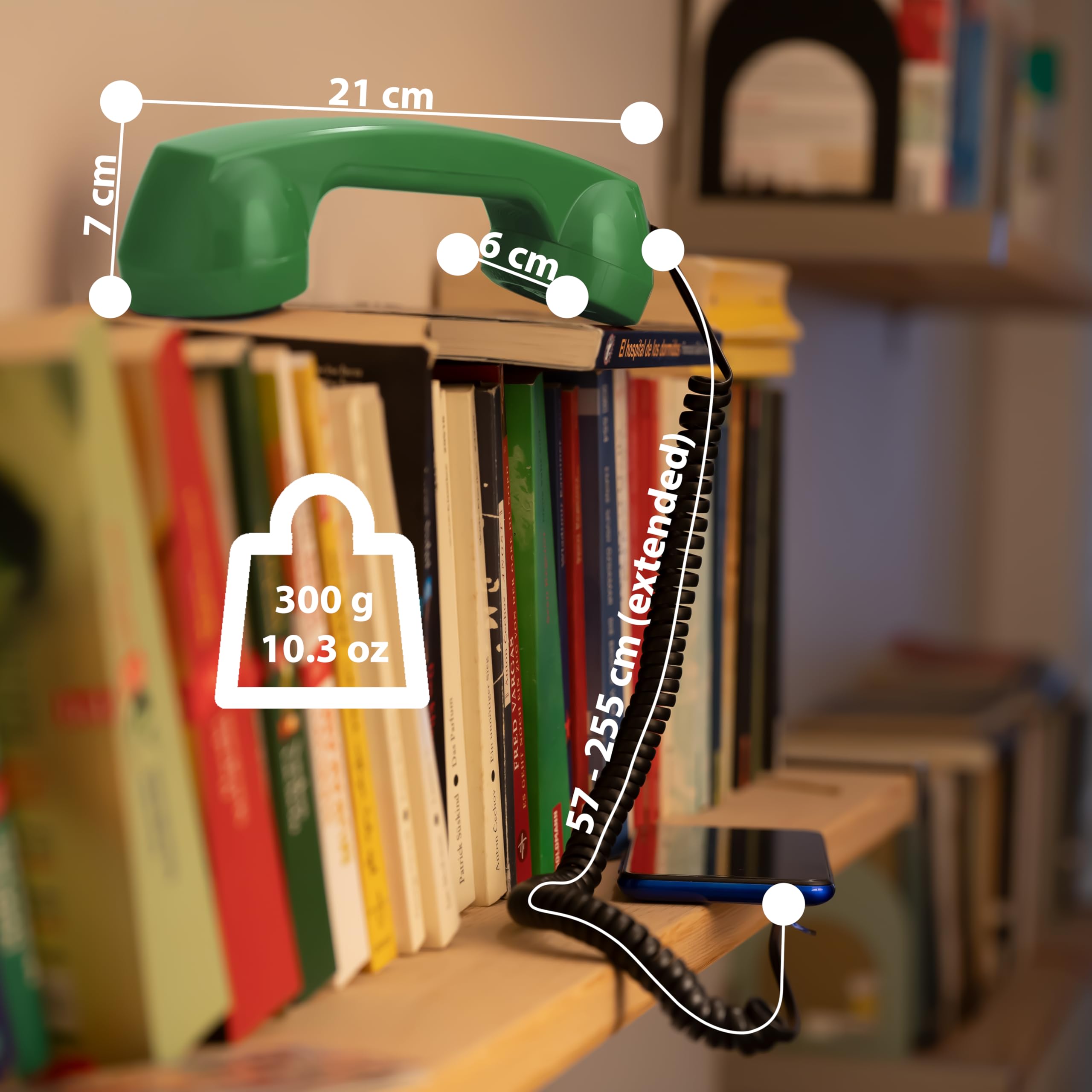 Vintage OPIS 60s Retro Cell Phone Handset - Old-Style Headset with Microphone for All Smartphones (Green) | Perfect for Nostalgic Calls, Photography Props, and Unique Gifts