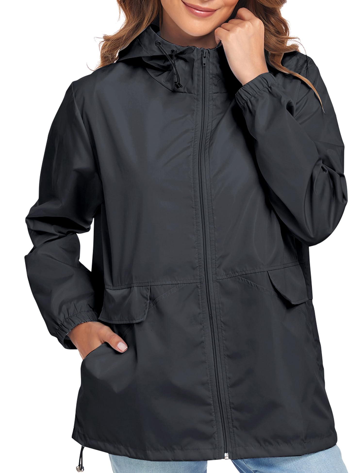 Lightweight Waterproof Women's Raincoat - Packable Windproof Hooded Jacket for Outdoor Activities (S-XXL) | Perfect for Hiking, Travel & Commuting
