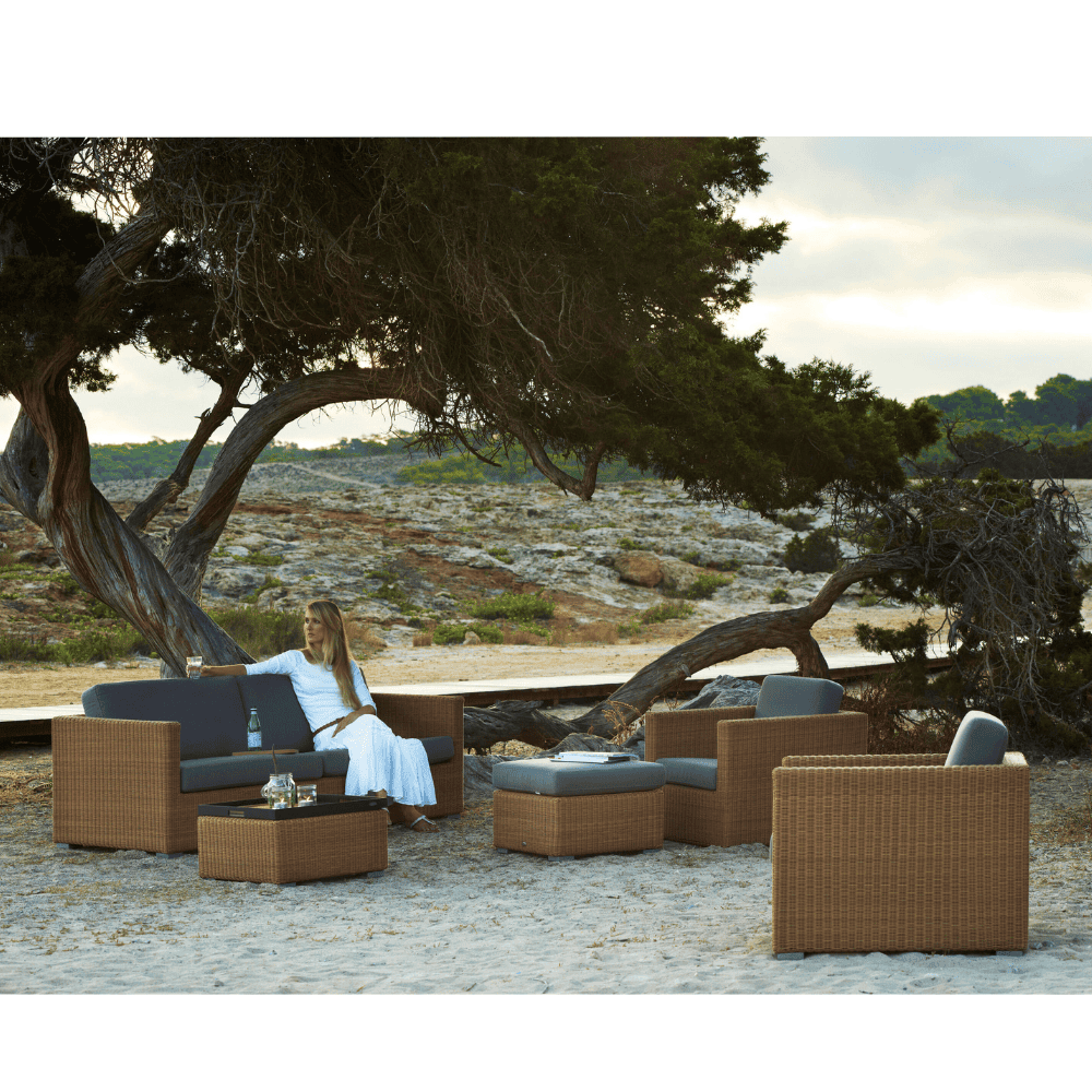Chester 3-Seater Coastal Outdoor Sofa - Waterproof Wicker Patio Furniture Set for Poolside, Garden & Backyard Relaxation
