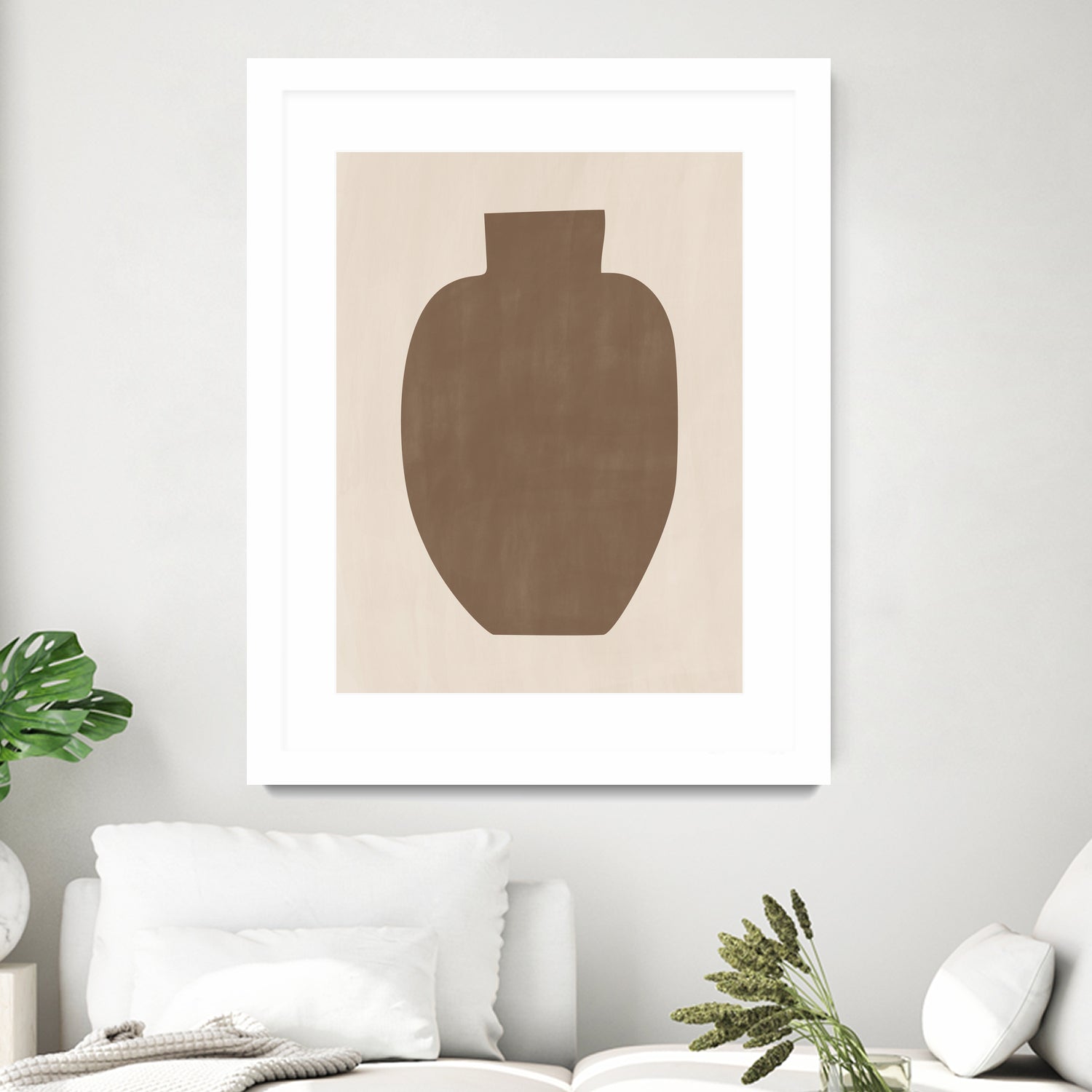 Elegant Brown Vase Silhouette - Modern Home Decor for Living Room, Bedroom & Office