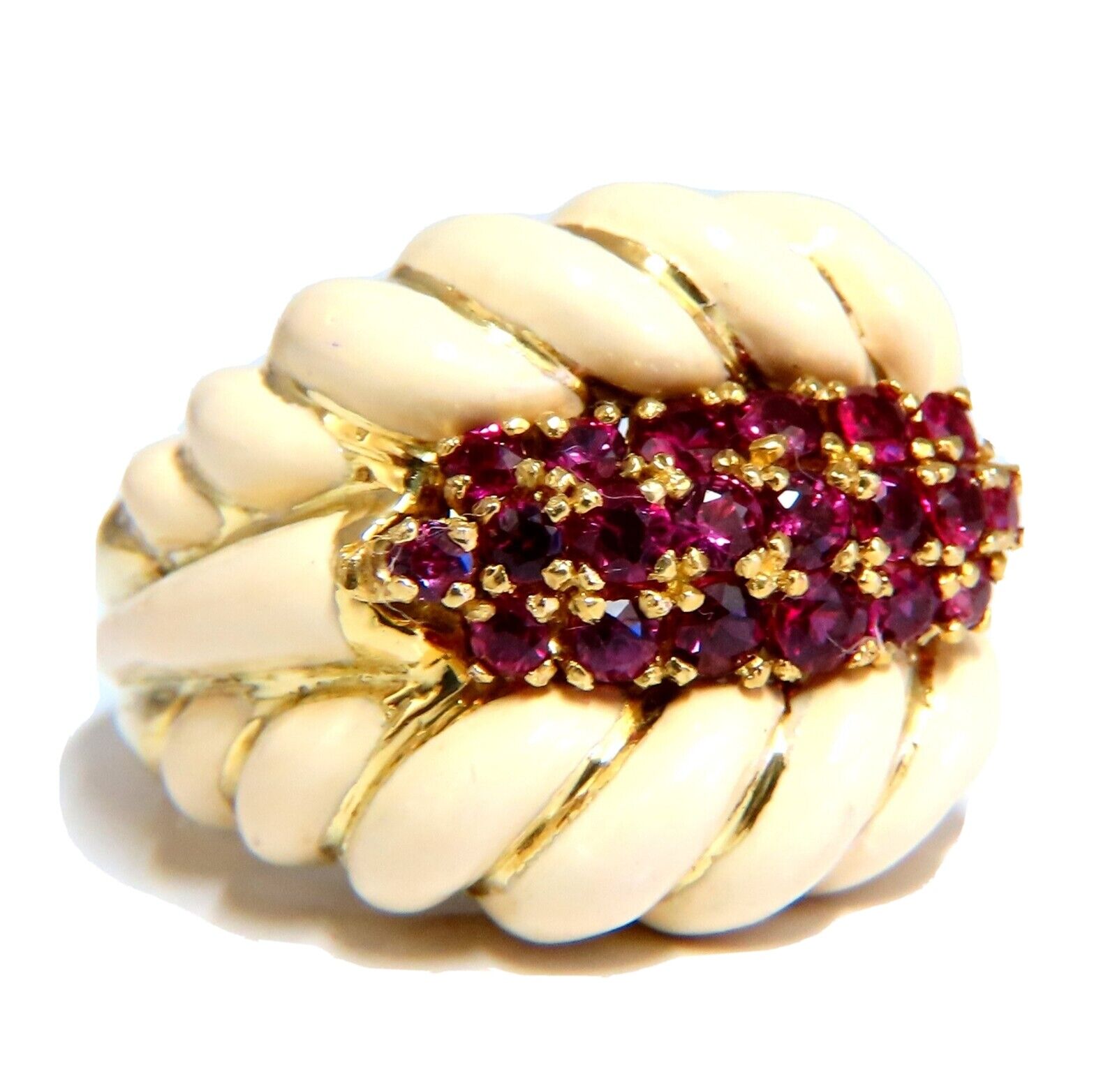 1ct Natural Ruby Enamel 18K Gold Vintage Ring for Women - Elegant Gift for Anniversary, Engagement & Special Occasions