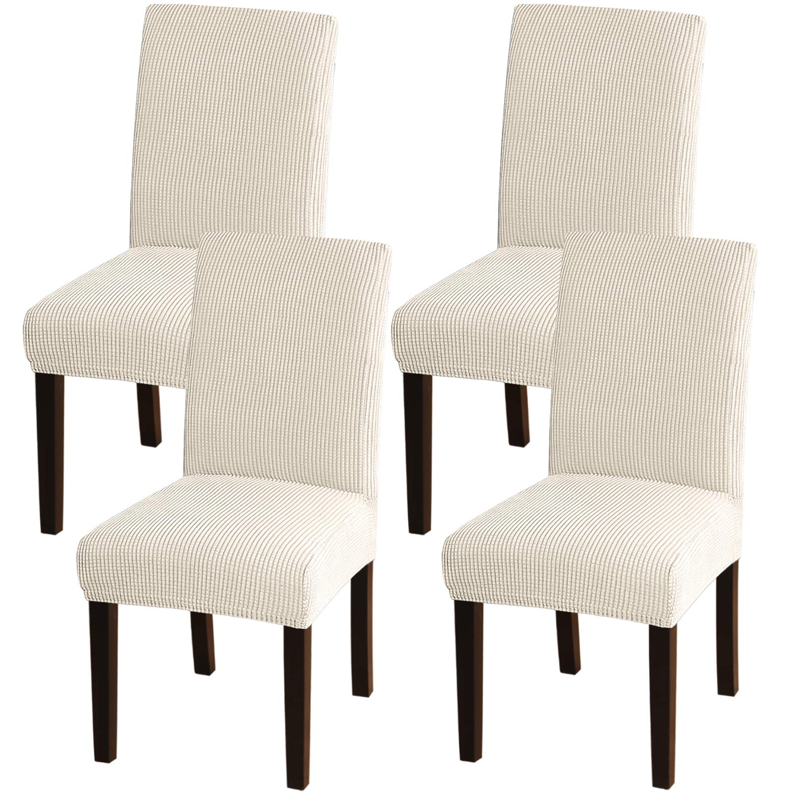 Turquoise Stretch Spandex Dining Chair Covers Set of 4 - Removable Slipcovers for Parson Chairs, Kitchen & Ceremony Use - Biscotti Beige | Perfect for Home, Restaurant & Wedding Decor