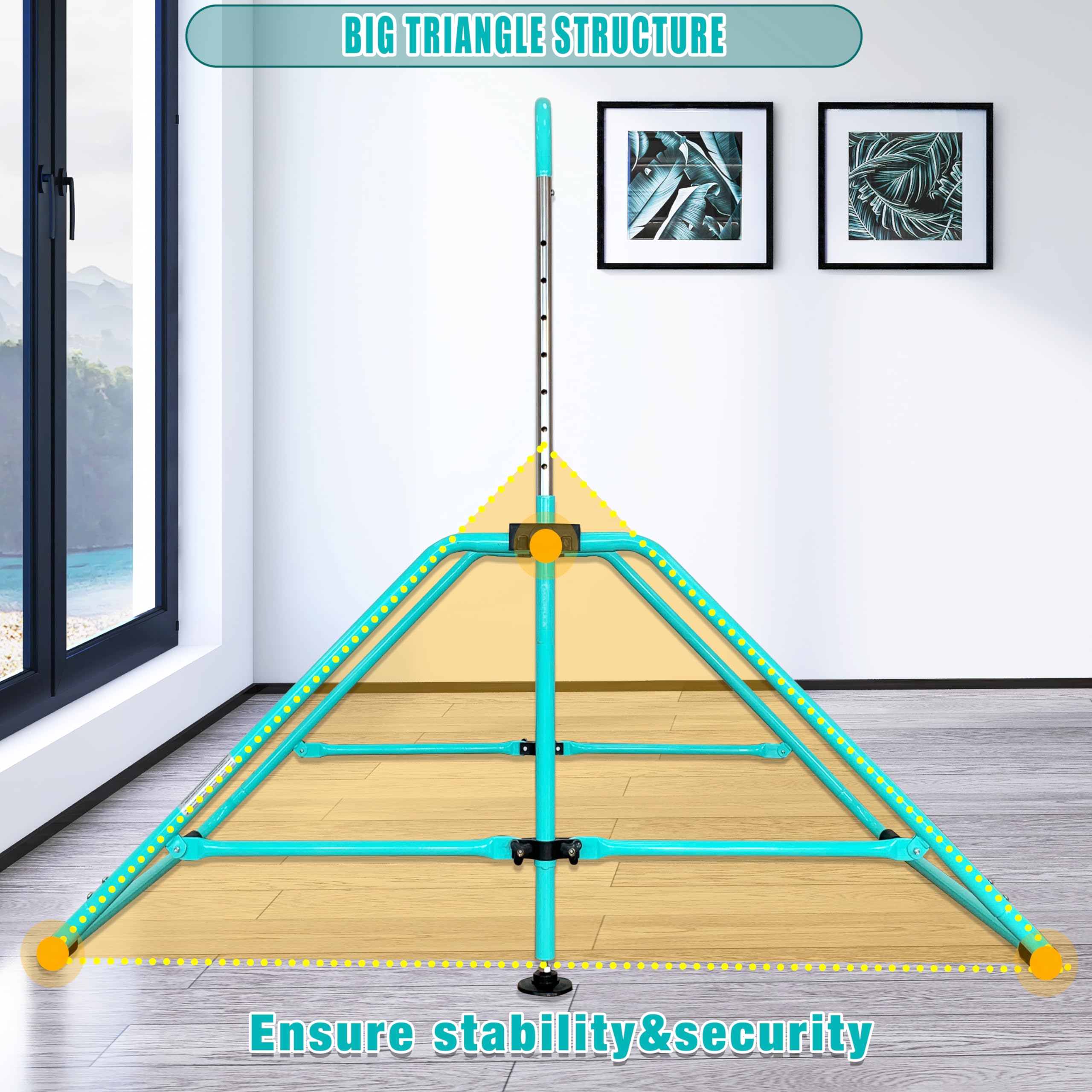 Foldable Gymnastic Bar with Mat for Kids Ages 3-12 | 200 lbs Weight Capacity | Adjustable Height Kip Bar | Home & Gym Training Equipment | Perfect for Backyard Play, Indoor Practice & Gymnastics Classes