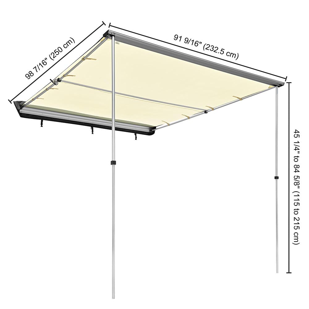 TheLAShop 8' x 7' SUV Car Awning with LED Light - Waterproof Camping Shade for Outdoor Picnic, Beach, Tailgating & Road Trips
