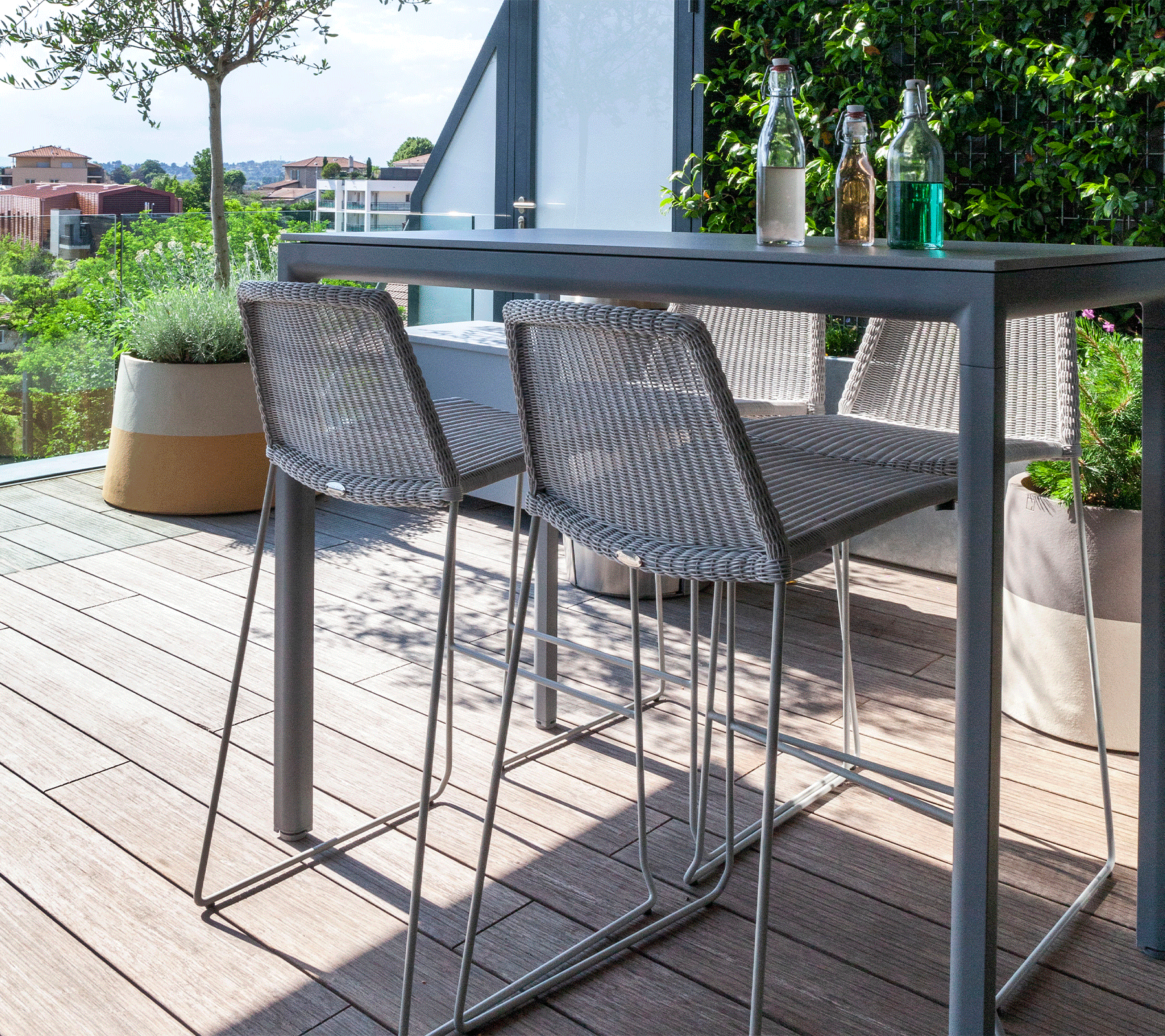 Breeze Outdoor Bar Stackable Chair - Lightweight Patio Dining Chairs for Poolside, Garden, Deck & Backyard - Set of 2 Weather-Resistant Stacking Chairs