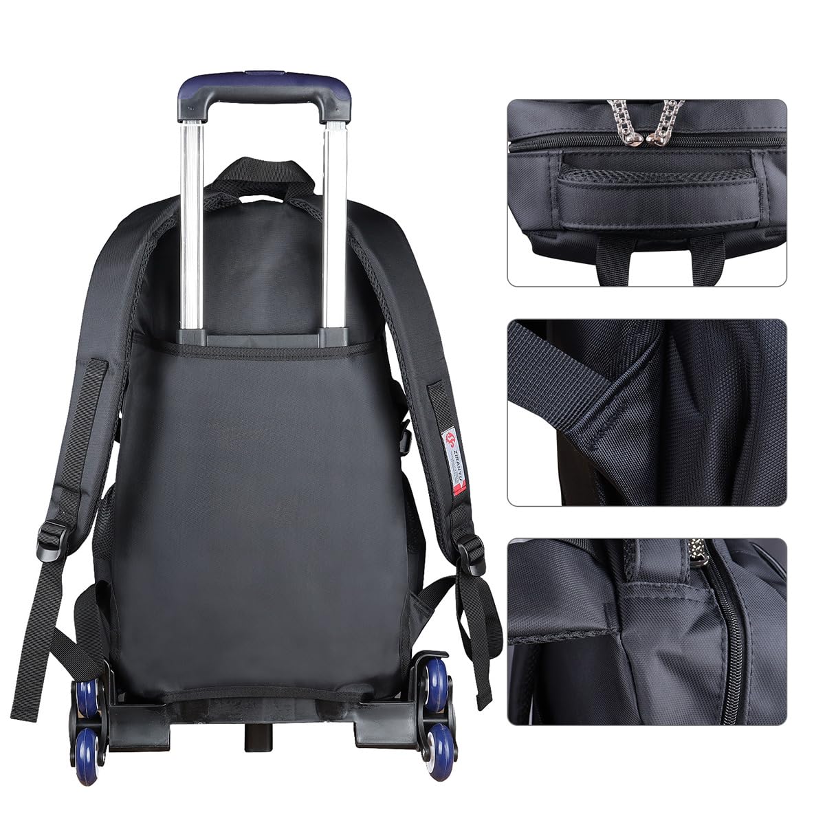 Rolling Backpack with Wheels - Durable Trolley School Bag for Boys & Girls (Black) | Perfect for Travel, School & Daily Commute