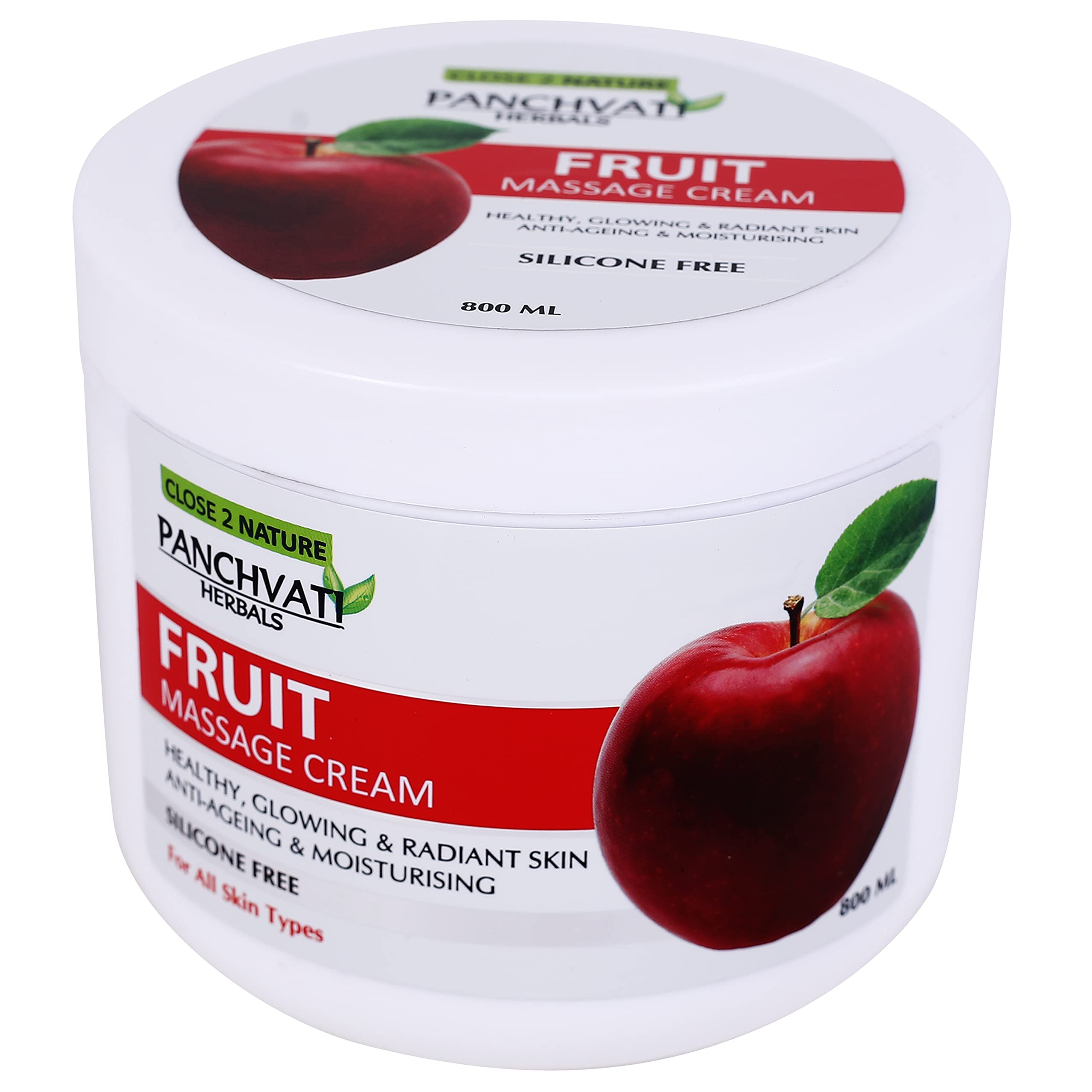 Panchvati Herbals Fruit Massage Cream 800gm - Silicone Free, All Skin Types - Hydrating & Relaxing Body Cream for Spa, Home Massage & Skin Care