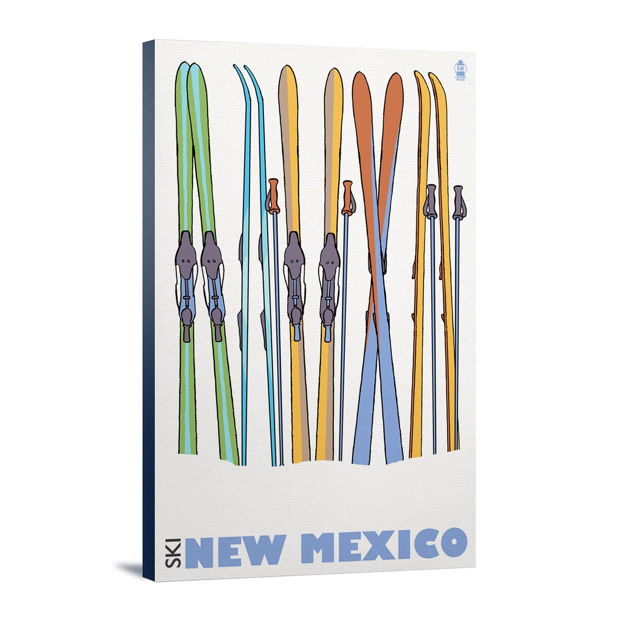 Lantern Press Skis in Snow New Mexico Wall Art - 16x24 Wrapped Canvas Print for Home & Office Decor - Perfect for Living Room, Bedroom, or Ski Lodge Decoration