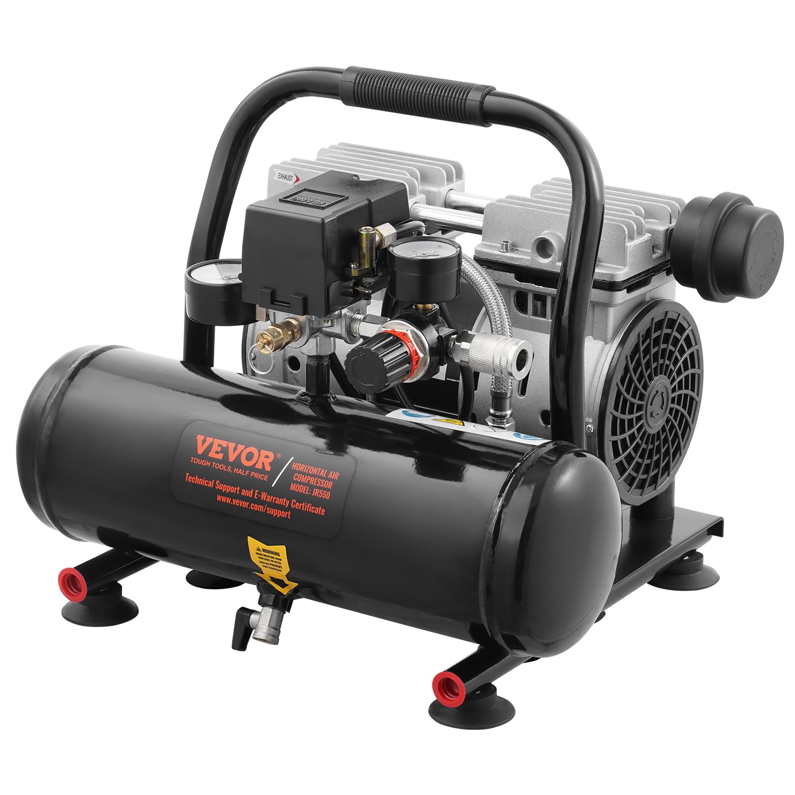 VEVOR 1 Gallon Oil-Free Air Compressor, 1HP 1.5CFM @ 90PSI, 120PSI Max, 78dB Ultra Quiet Portable Air Compressor for Auto Repair, Tire Inflation, Spray Painting - Perfect for Home Garage, DIY Projects & Small Workshops (120V)