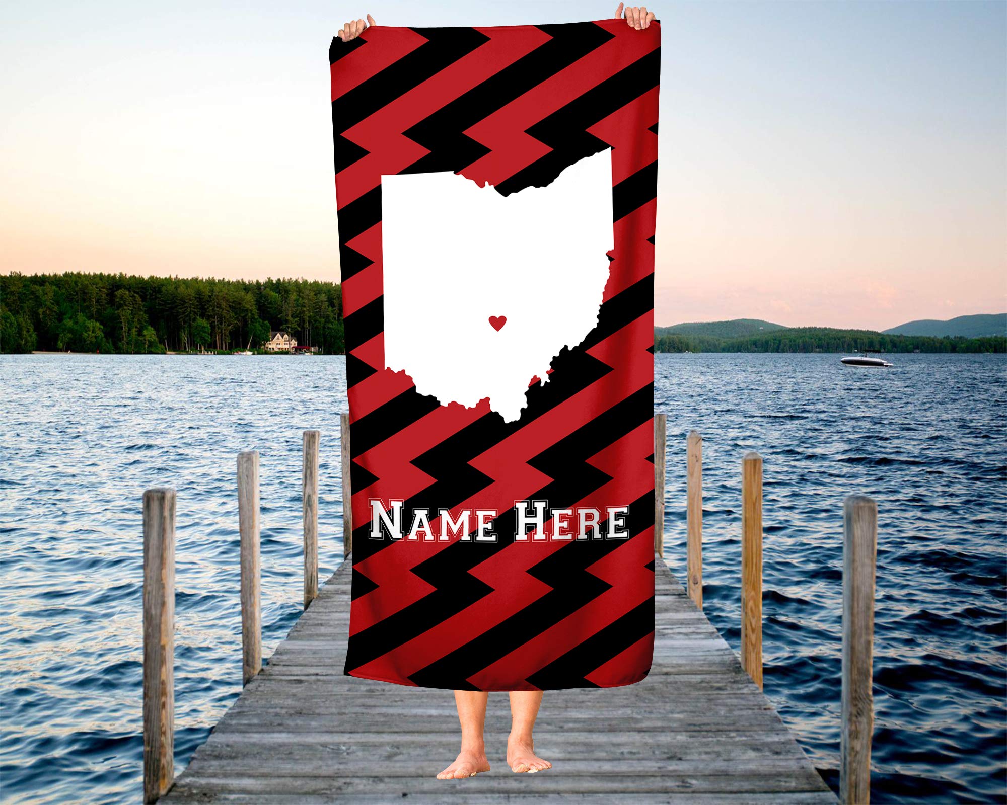 Custom Ohio State Pride Beach & Bath Towel - Personalized Medium & Large Towels for Adults & Kids - Perfect for College Football, Basketball Games, Beach Trips & Pool Parties