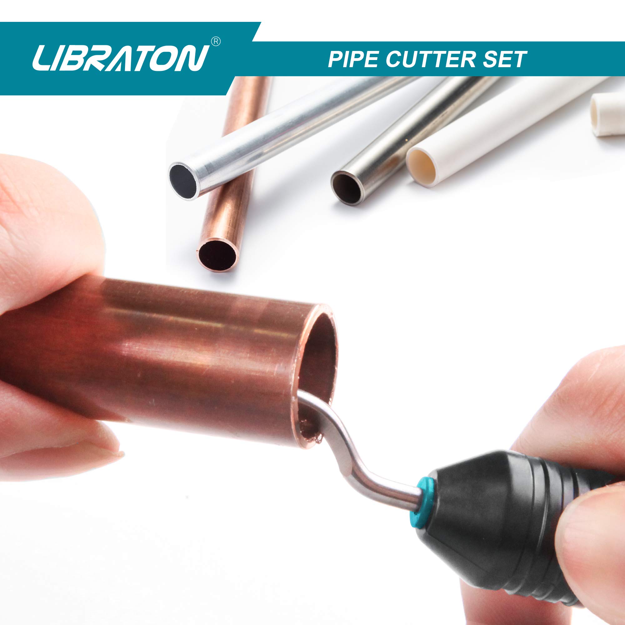 Libraton Heavy Duty Copper Pipe Cutter with Deburring Tool - Precision Tubing Cutter for Copper, Aluminum & Thin Stainless Steel Pipes - Perfect for Plumbing, HVAC & DIY Home Repairs