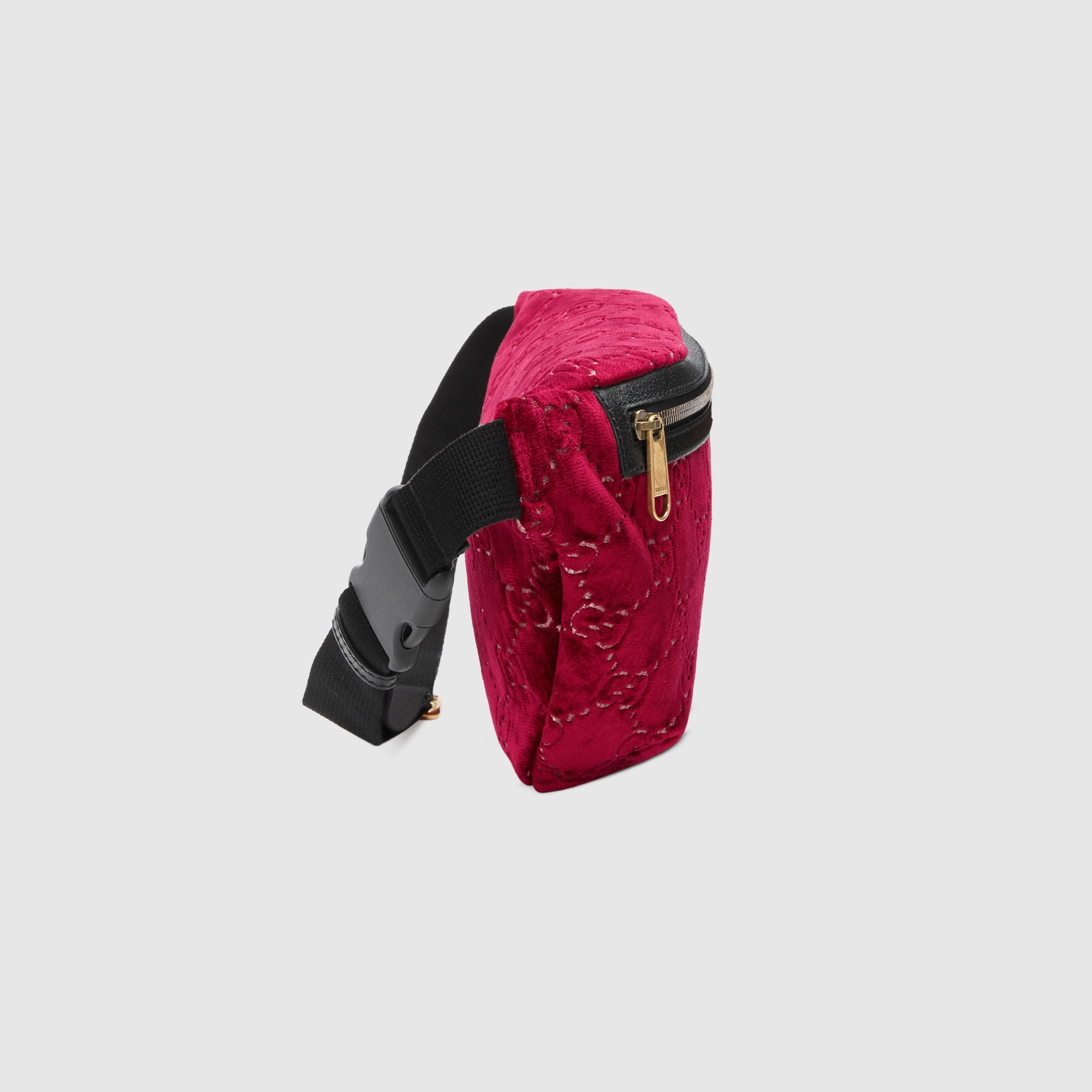 GG Velvet Belt Bag for Women - Stylish Red Waist Pack Fanny Pack for Running, Travel & Daily Use
