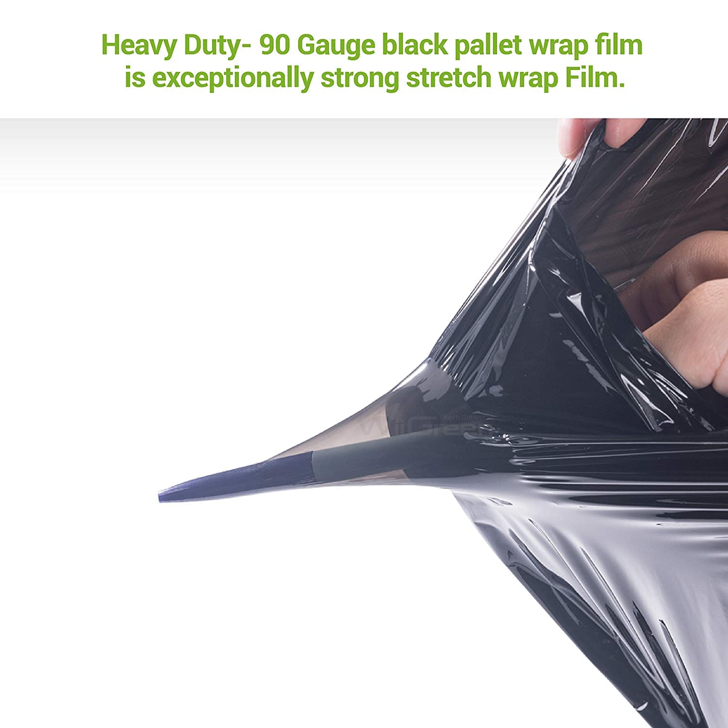 Heavy Duty 4-Roll 18-Inch Black Stretch Film Plastic Wrap - 1500 Feet, 5-Layer 80 Gauge Extra Thick & Durable for Moving, Packing & Shipping | Industrial Grade Strength | Wholesale Price | Perfect for Warehouse, Logistics & Home Moving Protection