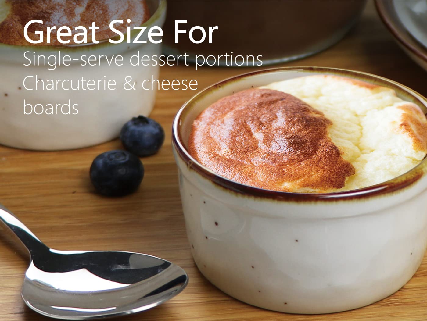 6 oz Ramekins & 6 oz Casserole Dish with Lid - Oven, Microwave & Dishwasher Safe, Durable Porcelain Baking Dishes for Soufflés, Crème Brûlée & Side Dishes - Perfect for Home Cooking, Meal Prep & Entertaining