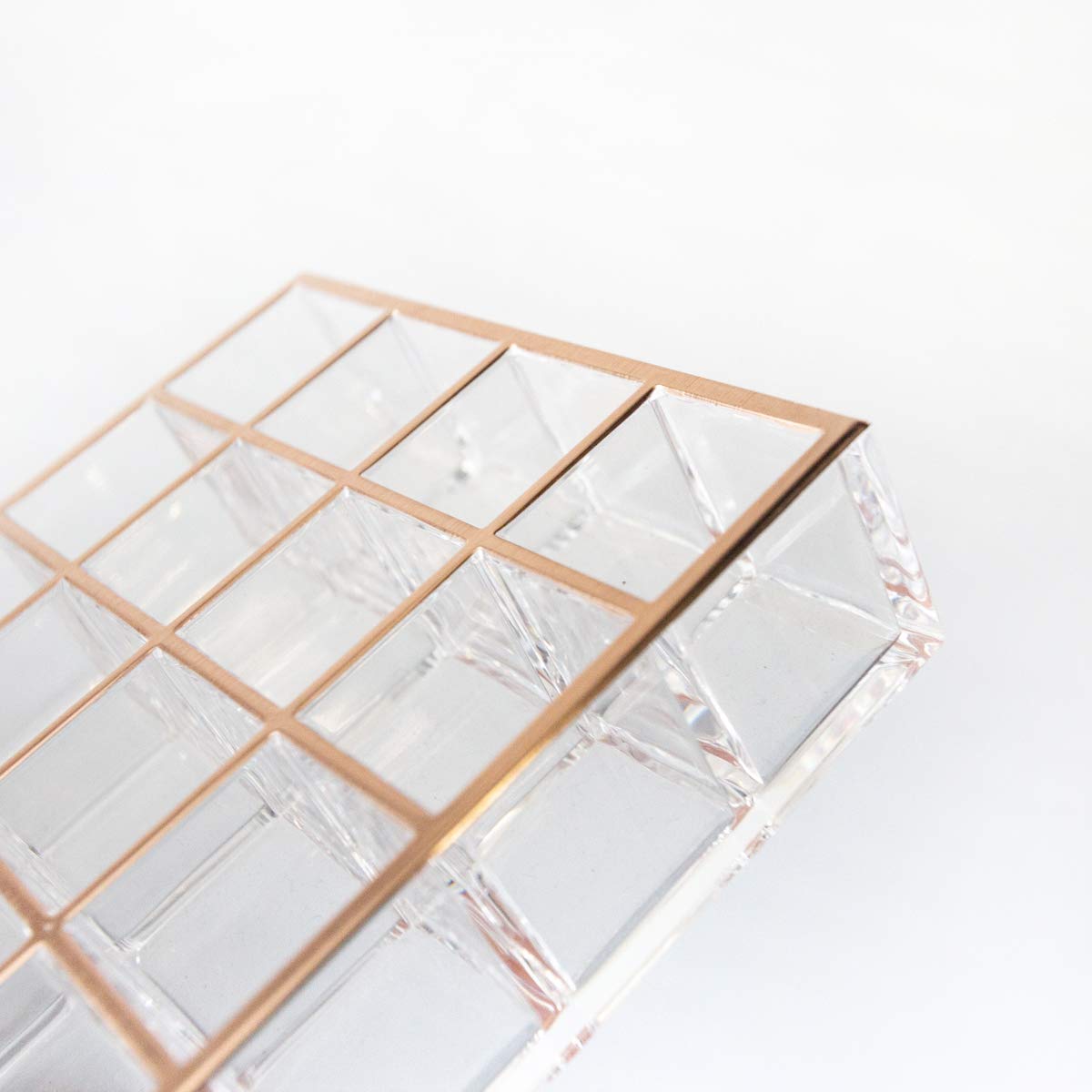 Moonlight Rose Gold Acrylic Lipstick Holder & Organizer - 24 Slot Makeup Storage for Vanity or Drawer | Perfect for Cosmetic Display & Beauty Counter Organization