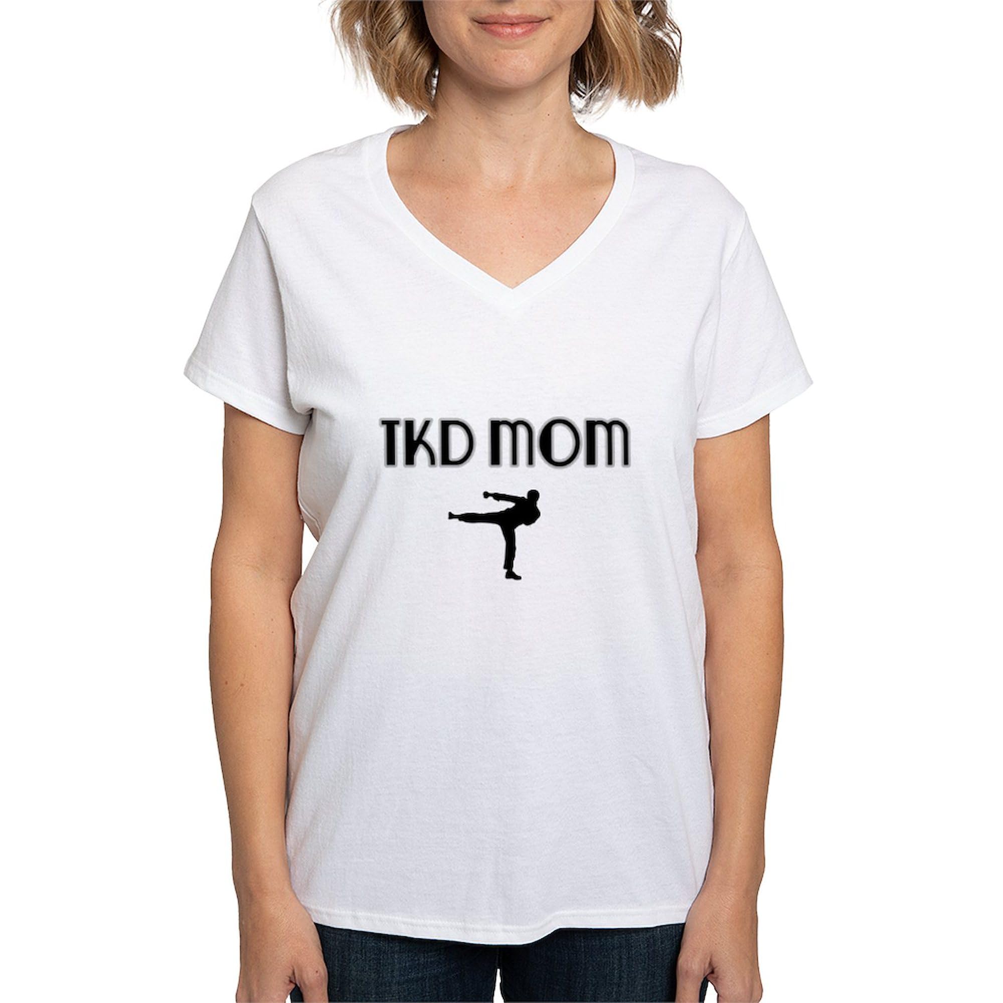 TKD Mom Women's Cotton V-Neck T-Shirt | Comfortable & Stylish Martial Arts Apparel | Perfect for Taekwondo Training, Competitions & Mom Support