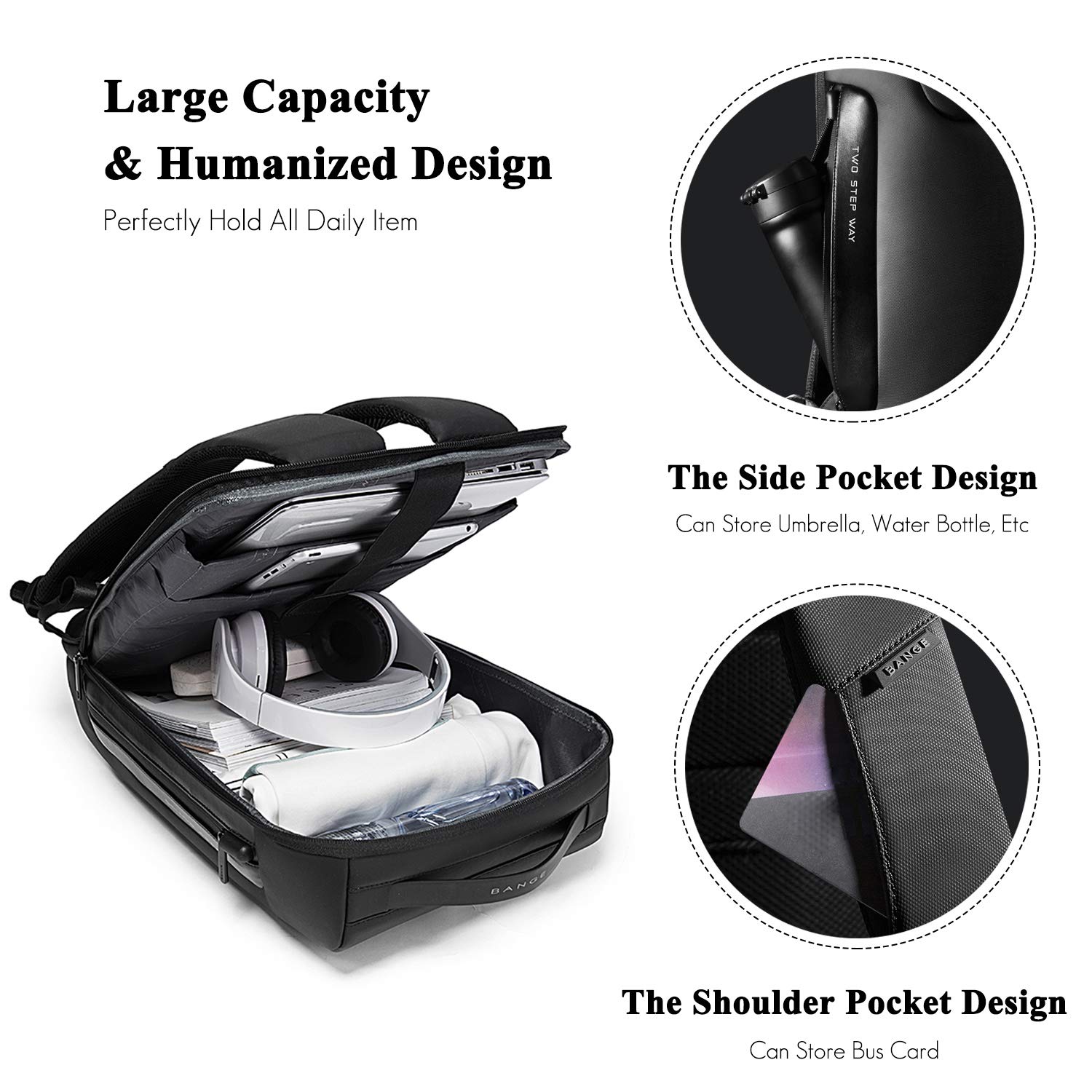 Anti-Theft USB Charging Laptop Backpack for Women & Men - Waterproof 15.6 Inch Business Travel Backpack with USB Port - Perfect for Office, College, Commuting & Airplane Carry-On (Black)