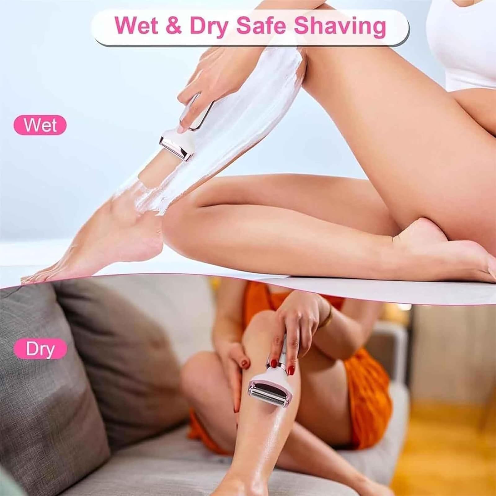 4-in-1 Cordless Electric Hair Trimmer for Women - Rechargeable Lady Shaver & Body Groomer with Washable Head, Wet/Dry Use - Perfect for Travel, Bikini Line & Underarm Hair Removal (2-Pack)