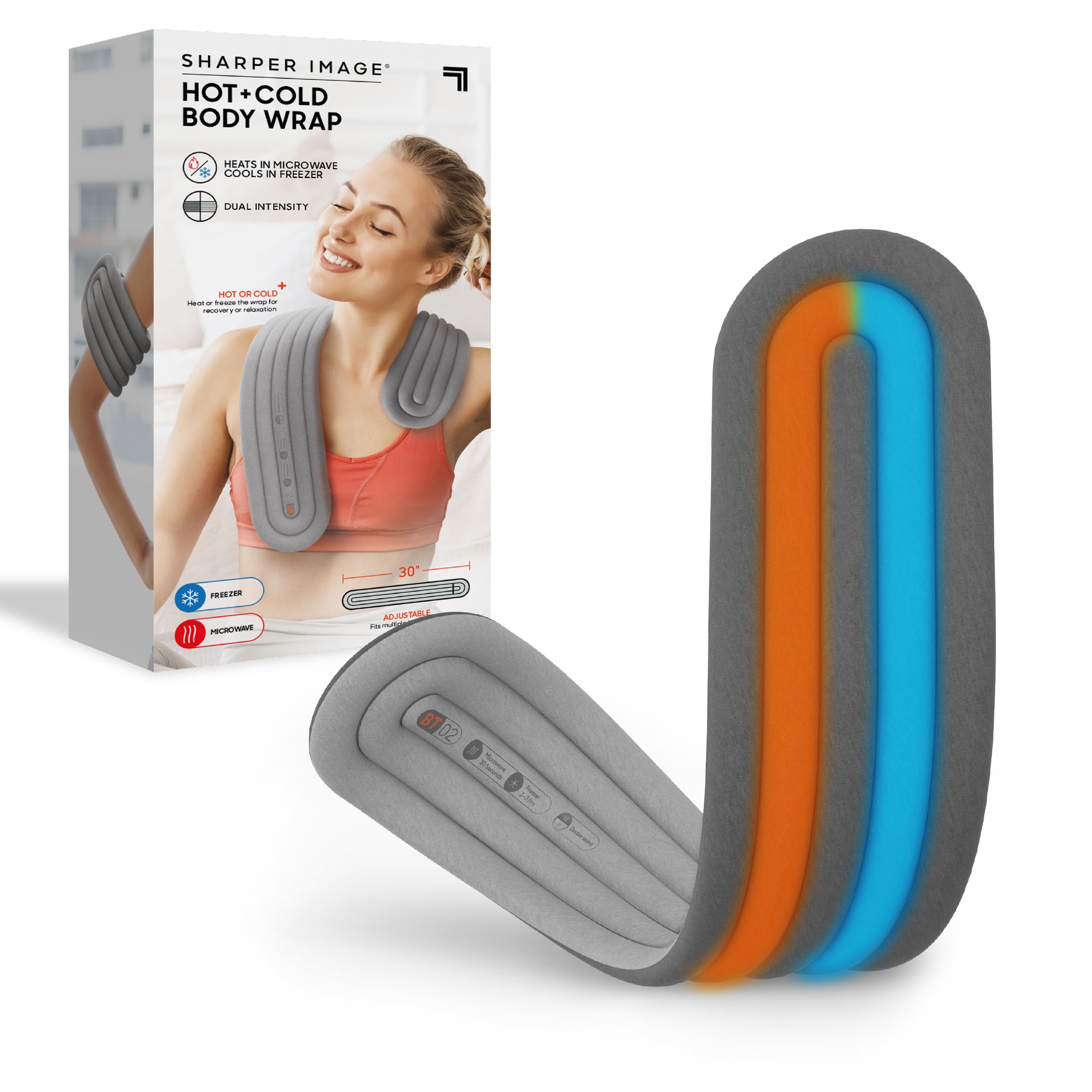 Sharper Image Compression Wrap with Hot & Cold Therapy Gel Pack - Adjustable Straps for Elbows, Knees, Back & Stomach - Post-Workout Recovery & Pain Relief for Athletes & Active Lifestyles