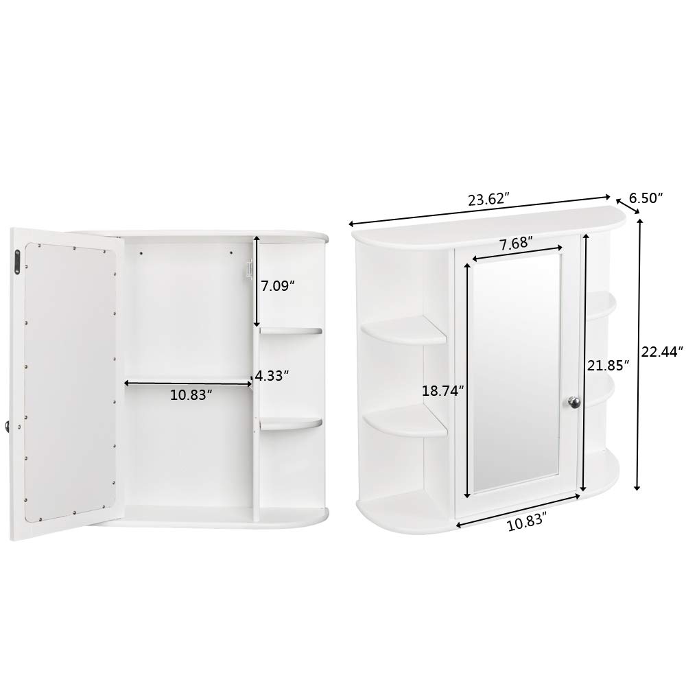 Wall-Mounted Bathroom Medicine Cabinet with Mirror - Adjustable 2-Tier Shelves Storage Organizer for Bathroom Essentials | Space-Saving Single Door Design for Small Bathrooms, Vanities & Powder Rooms