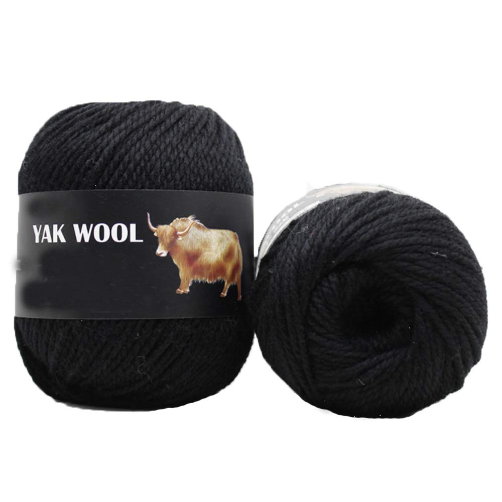 Premium 500g Black Soft Yak Wool Yarn for Hand Knitting & Crochet - DIY Craft Yarn for Scarves, Socks, Blankets & Home Decor - Perfect for Cozy Winter Projects & Gift Making