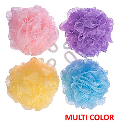 Exfoliating Bath Brush Set of 2 - Long Handle Body Brush & Loofah Sponge Pouf for Women | Shower Essentials for Smooth Skin | Perfect for Daily Cleansing & Spa Days