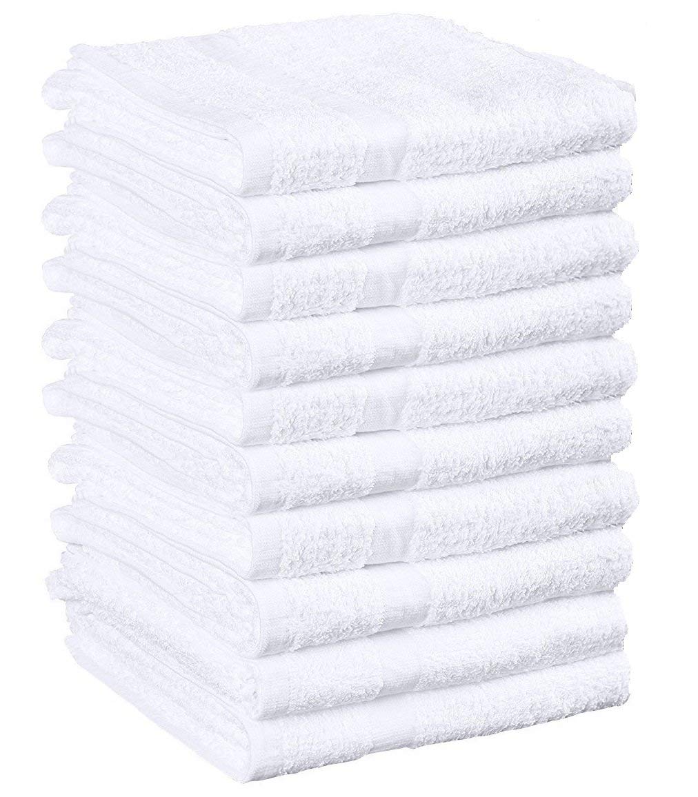 1 Dozen White 20x40 Inch 100% Cotton Bath & Hair Towels - Bulk Wholesale Utility Towels by OMNI LINENS - Perfect for Spa, Gym, Hotels & Home Use