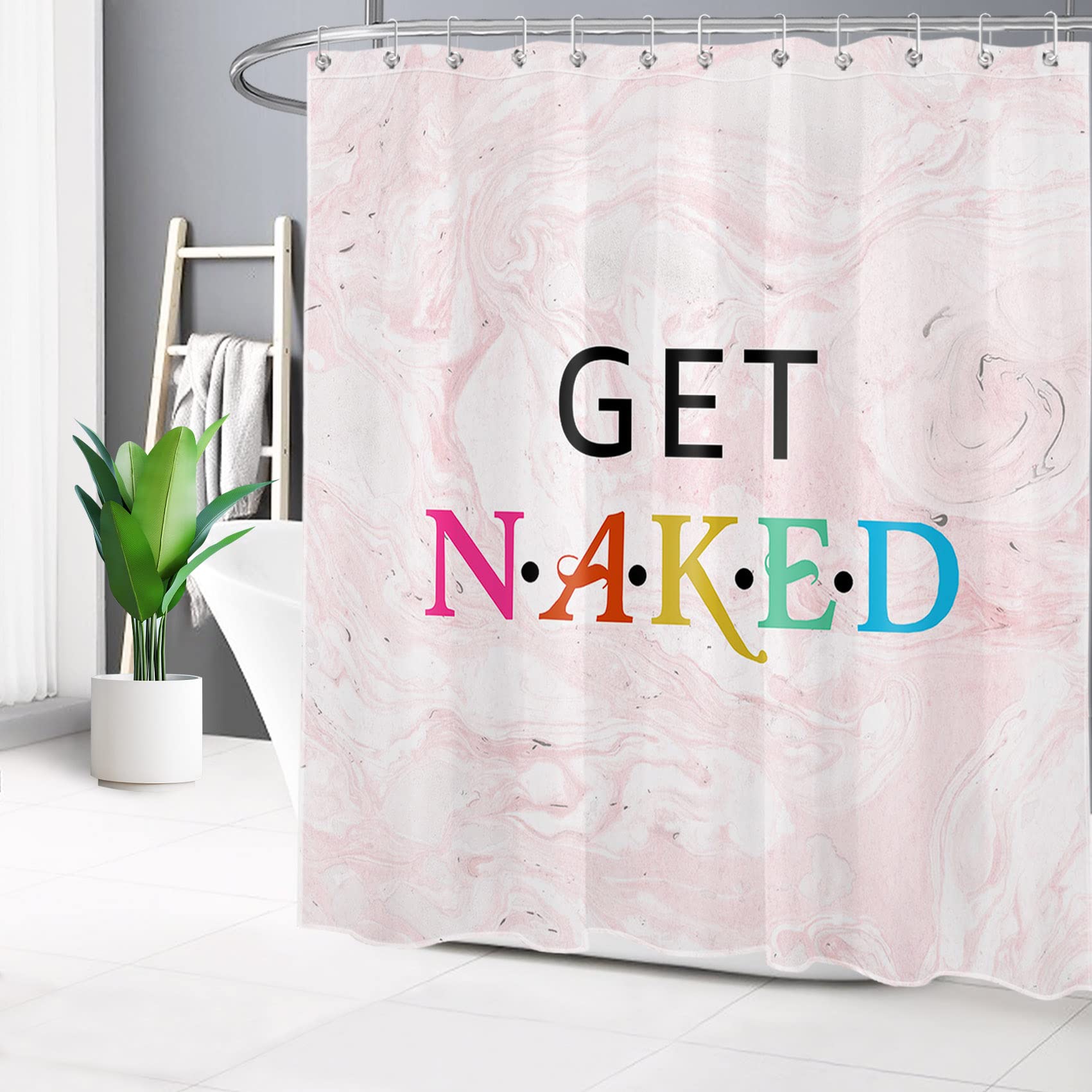 HVEST Pink Abstract Marble Shower Curtain - 72x78 Inch Waterproof Polyester Bathroom Decor with Hooks, Minimalist Modern Bath Accessories for Stylish Home & Spa Experience