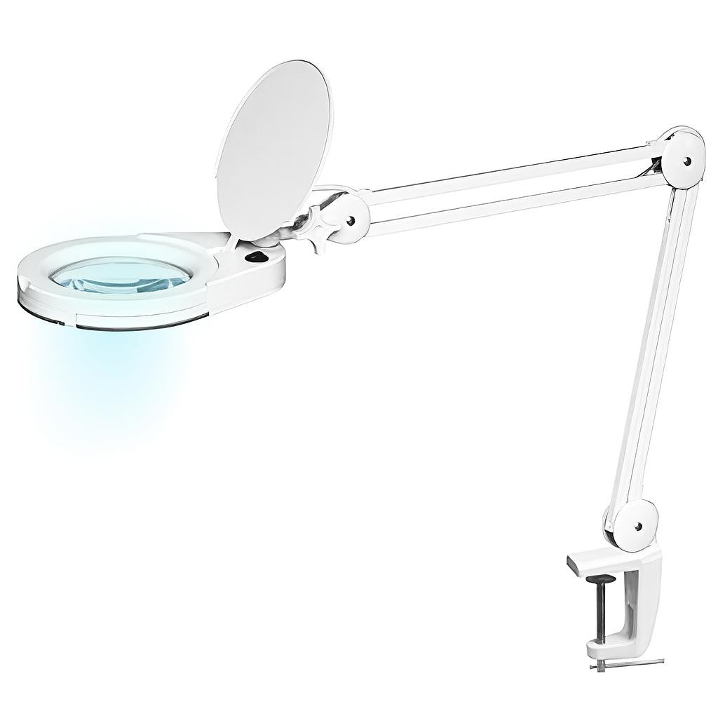 LED Magnifying Lamp with Adjustable Arm & Desk Clamp - 5X Magnification for Reading, Crafts, Jewelry Making & Electronics Repair - Bright Illumination for Precision Work