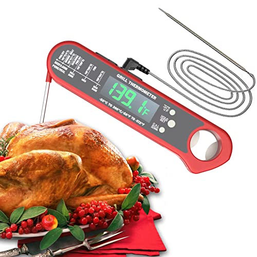 WILAZB Digital Meat Thermometer - Waterproof Instant Read Food Thermometer with Alarm for Cooking, Grilling, BBQ, Baking, Candy Making & Air Fryer - 37.5