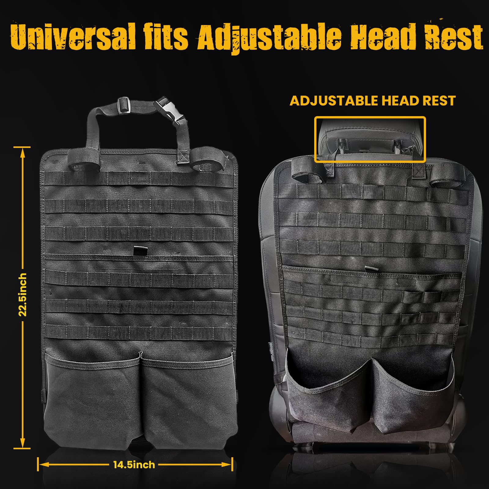 2 Pack Tactical Car Seat Back Organizer with Molle Panel - Universal Truck Gun Rack for SUV & Pickup - Perfect for Hunting Gear, Tools & Vehicle Accessories Storage - Ideal for Outdoor Adventures & Road Trips