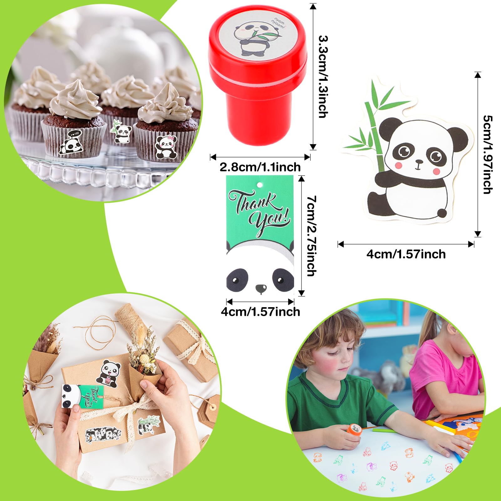 Seajan 162 Pcs Panda Party Favors Set - 16 Keychains, Bracelets, Stamps, Erasers & Stickers for Kids Birthday Party Decorations | Perfect for Panda Themed Birthday Parties & Baby Showers
