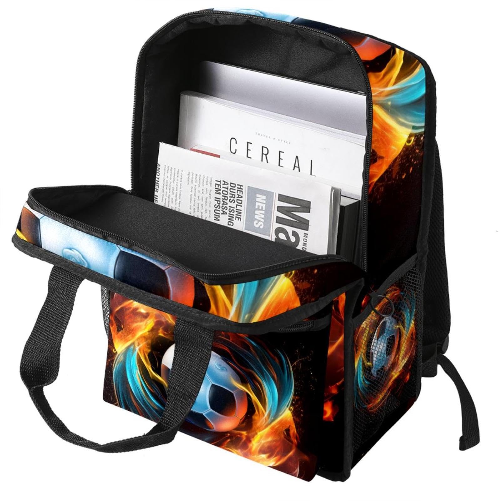 Stylish Travel Backpack for Women & Men - Durable Flaming Football Design - Perfect for Hiking, Gym, Work & School Backpack