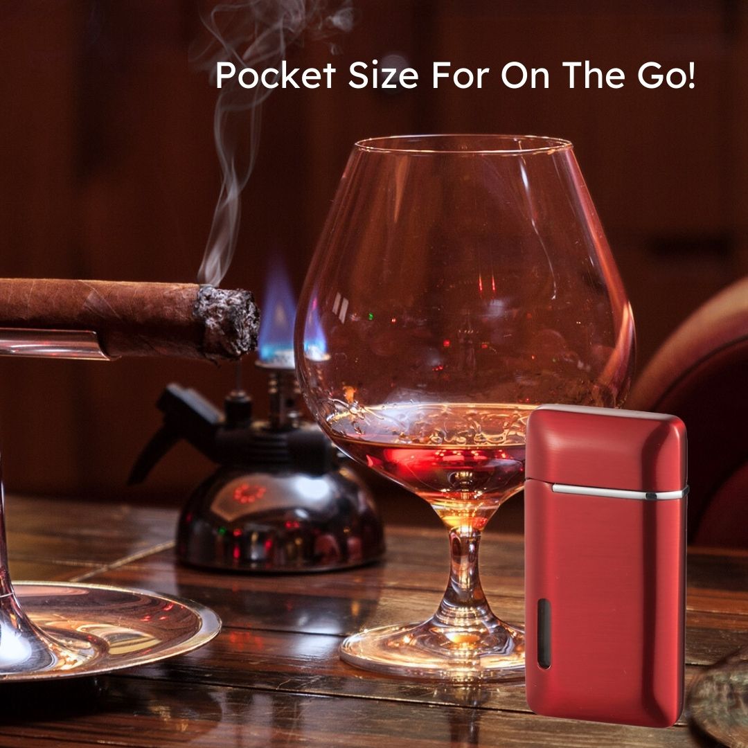Visol Neiss Dual Torch Cigar Lighter - Windproof Butane Lighter for Cigars, Cigarettes & Outdoor Use - Perfect for Smoking, Camping & Travel (Red)