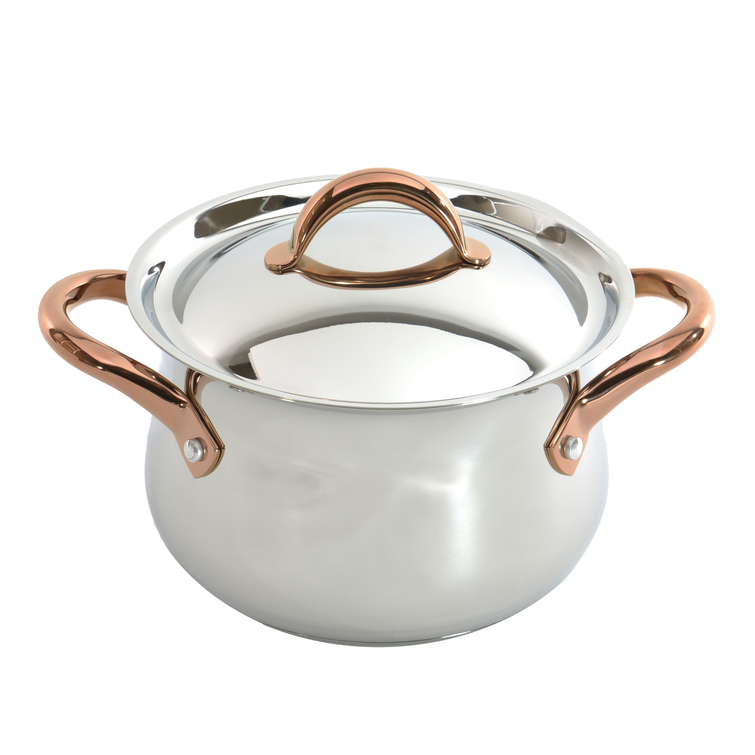 BergHOFF Ouro Gold 11-Piece 18/10 Stainless Steel Cookware Set with Stainless Steel Lids & Rose Gold Handles - Premium Kitchen Cookware for Home Chefs & Cooking Enthusiasts