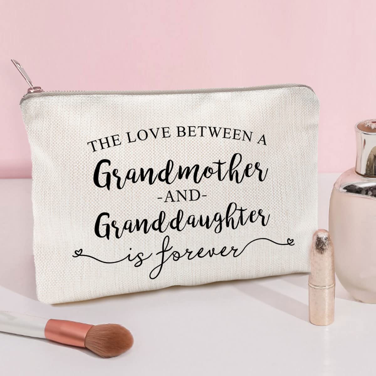 Best Grandma Gift - Heartfelt Makeup Bag for Granddaughter Birthday, Mother's Day - Forever Love Between Grandmother & Granddaughter - Perfect for Travel, Cosmetics Storage & Special Occasions