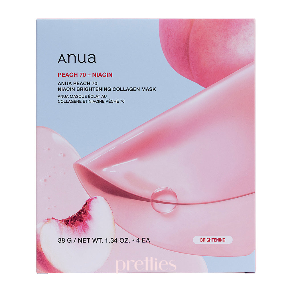 ANUA Peach 70 Niacin Brightening Collagen Face Mask (4pcs/Box) - Brighten & Hydrate Skin for Glowing Complexion | Perfect for Daily Skincare & Special Occasions