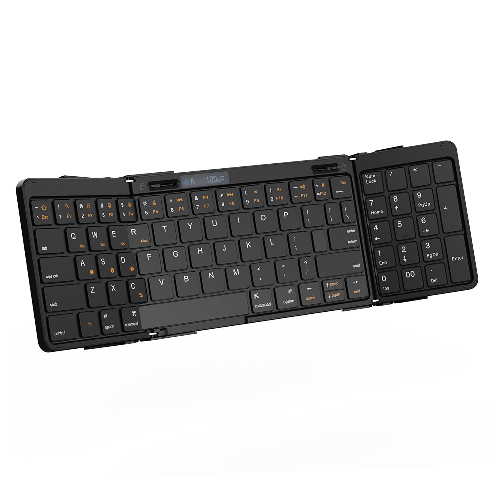 Foldable Bluetooth Keyboard - Full-Size Portable Wireless Keyboard for iPad, iPhone, Smartphone, Tablet, PC & Laptop - Compact Travel Keyboard with Lockable Fold Design - Perfect for Office, Home & On-the-Go Typing