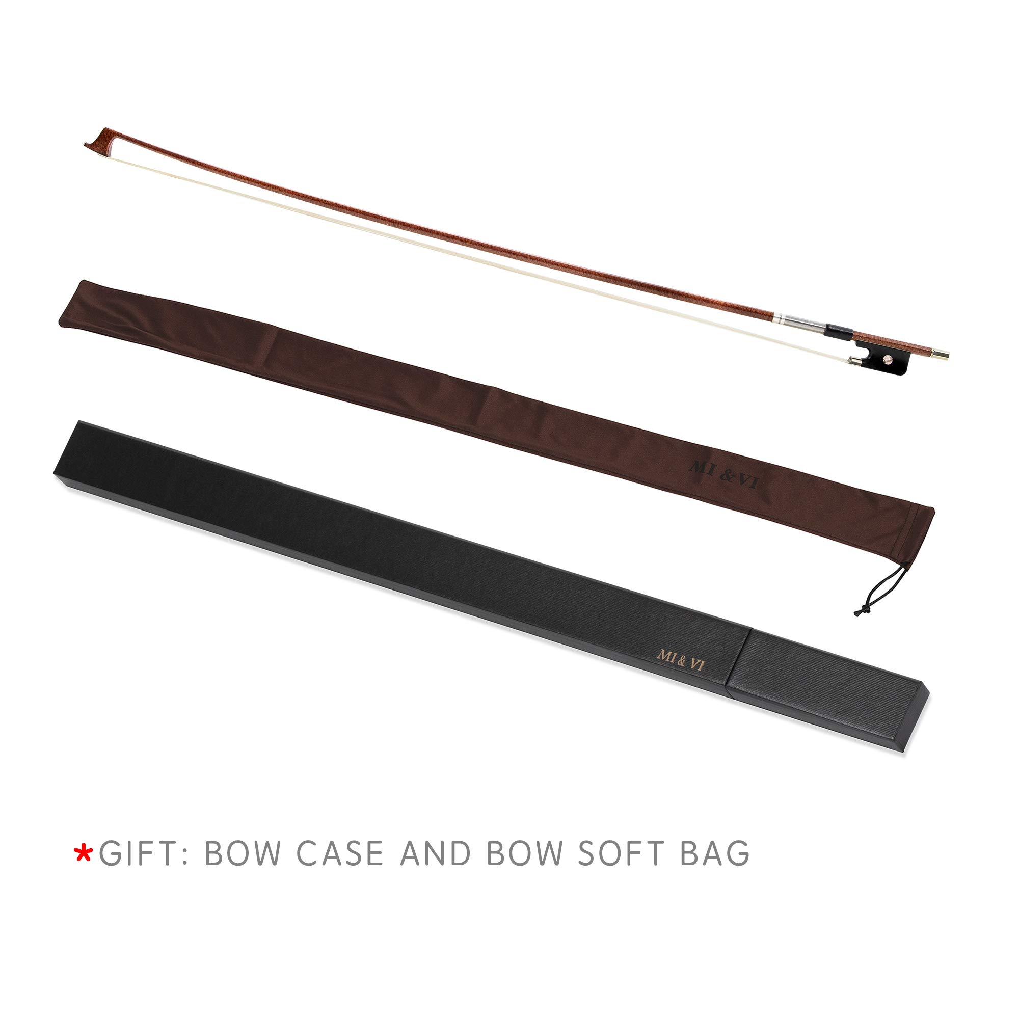 MI&VI AB-795 Professional Pernambuco Wood & Carbon Fiber Viola Bow for 14-17 Inch Full Size Violas with Bow Case | Well Balanced, Perfect Weight | Mongolian Horsehair | Ideal for Performances, Practice & Orchestra Use - MIVI Music