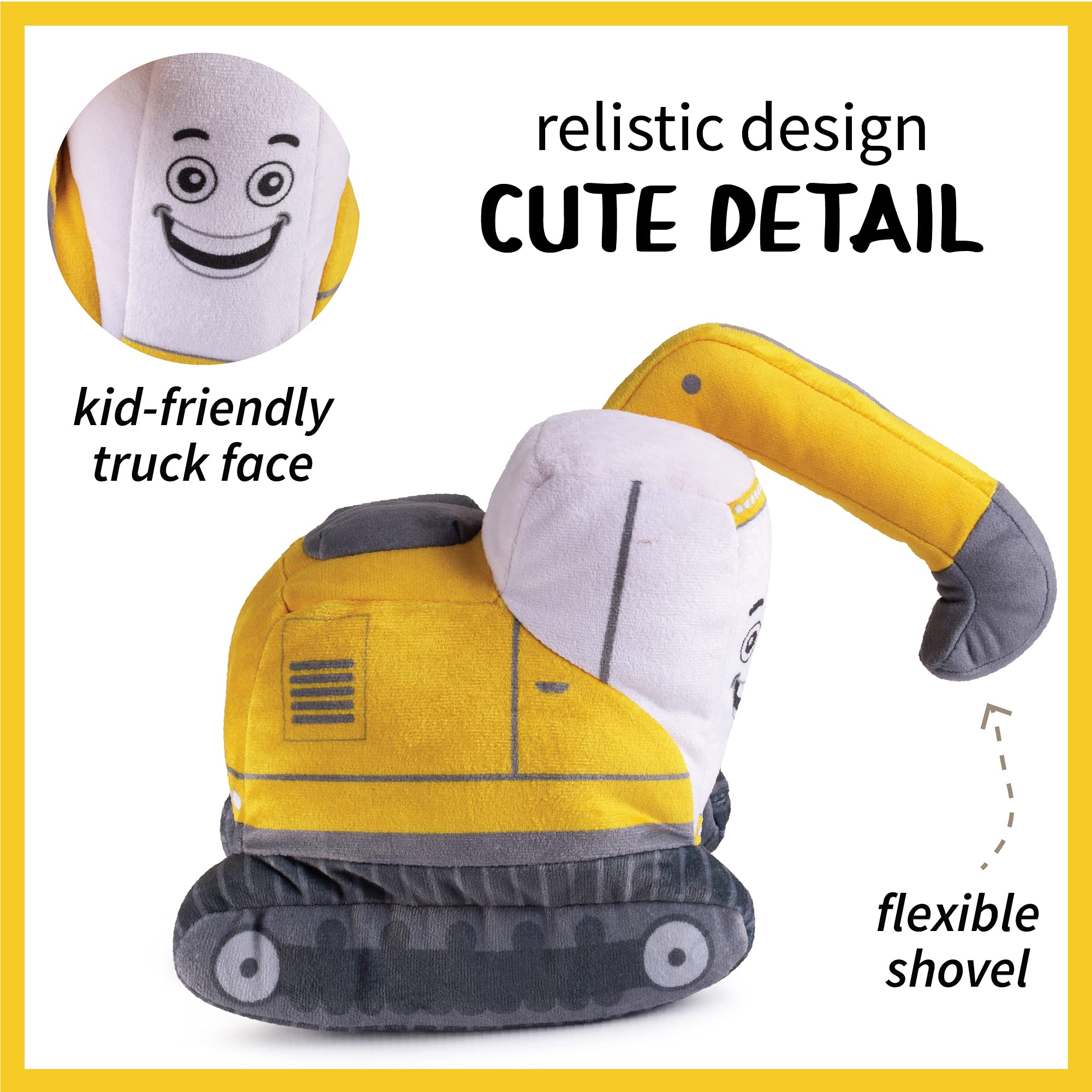 Soft Plush Excavator Toy for Toddlers - Interactive Construction Stuffed Truck with Realistic Design | Perfect for Pretend Play, Birthday Gifts & Early Learning Activities