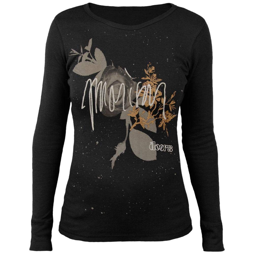 Old Glory The Doors - Rose Juniors Thermal Long Sleeve T-Shirt Small Black | Vintage Band Graphic Tee for Women | Perfect for Concerts, Casual Wear & Layering in Cold Weather