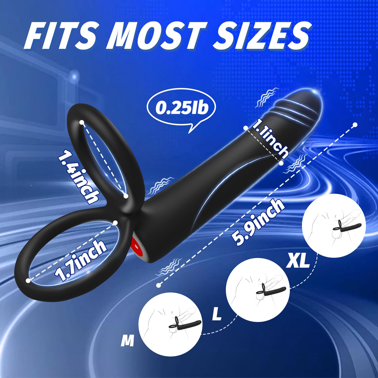 Premium Anal Dildo Vibrator for Men & Couples - 10 Vibration Modes Strap-On Butt Plug with Cock Ring | Double Penetration Adult Toy for Solo Play & Partnered Fun | Enhance Intimacy & Spice Up Bedroom Adventures