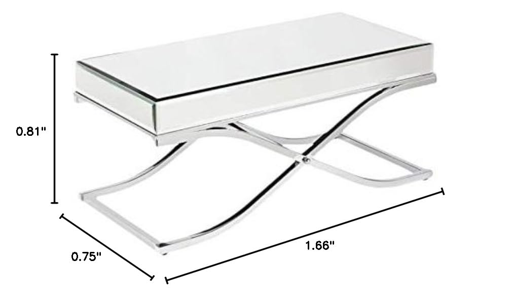 SEI Furniture Ava Chrome Mirrored Coffee Table - Modern Cocktail Table for Living Room, Bedroom & Office Decor