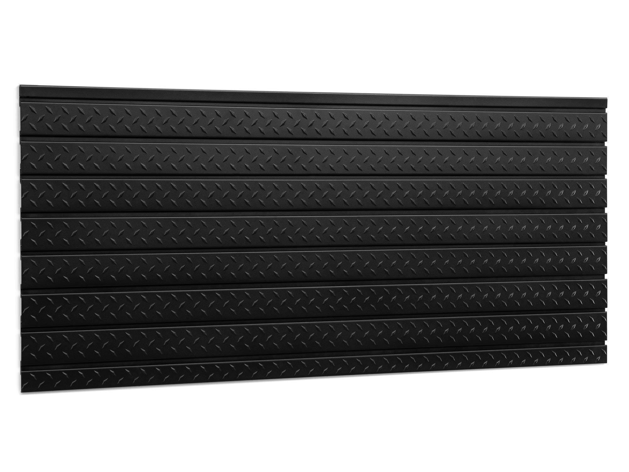 NewAge Products Pro Series 56-Inch x 24.5-Inch Black Diamond Plate Slatwall Backsplash | Heavy Duty Steel Garage Wall Organizer | Perfect for Garage Storage, Workshop Organization & Tool Display (Model 51716)