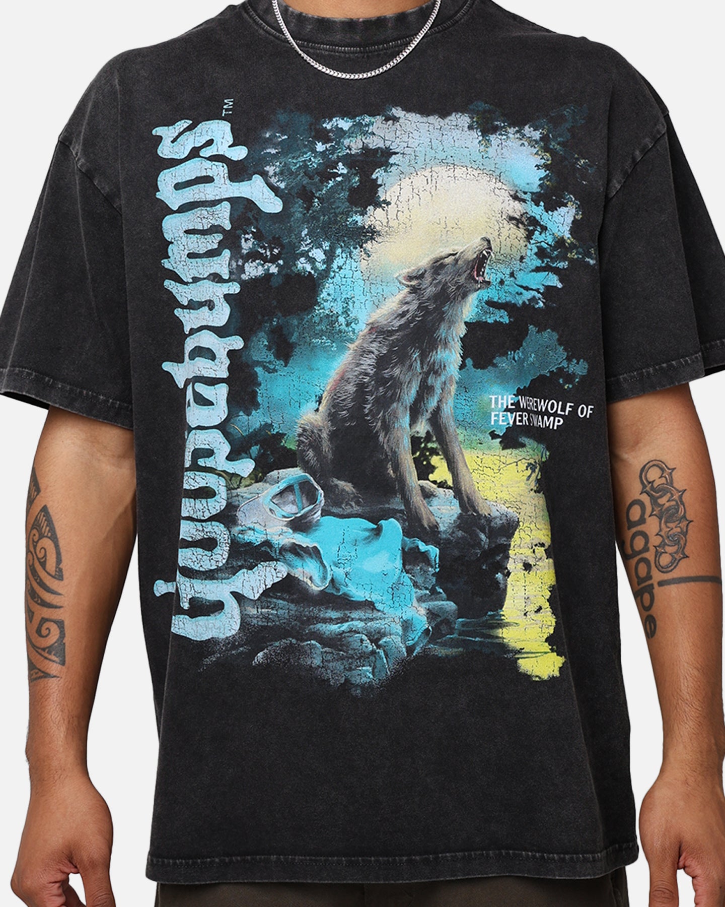 Vintage Goosebumps Fever Tree Graphic T-Shirt - American Thrift Style Black Wash Tee for Casual Wear, Street Fashion & Retro Outfits