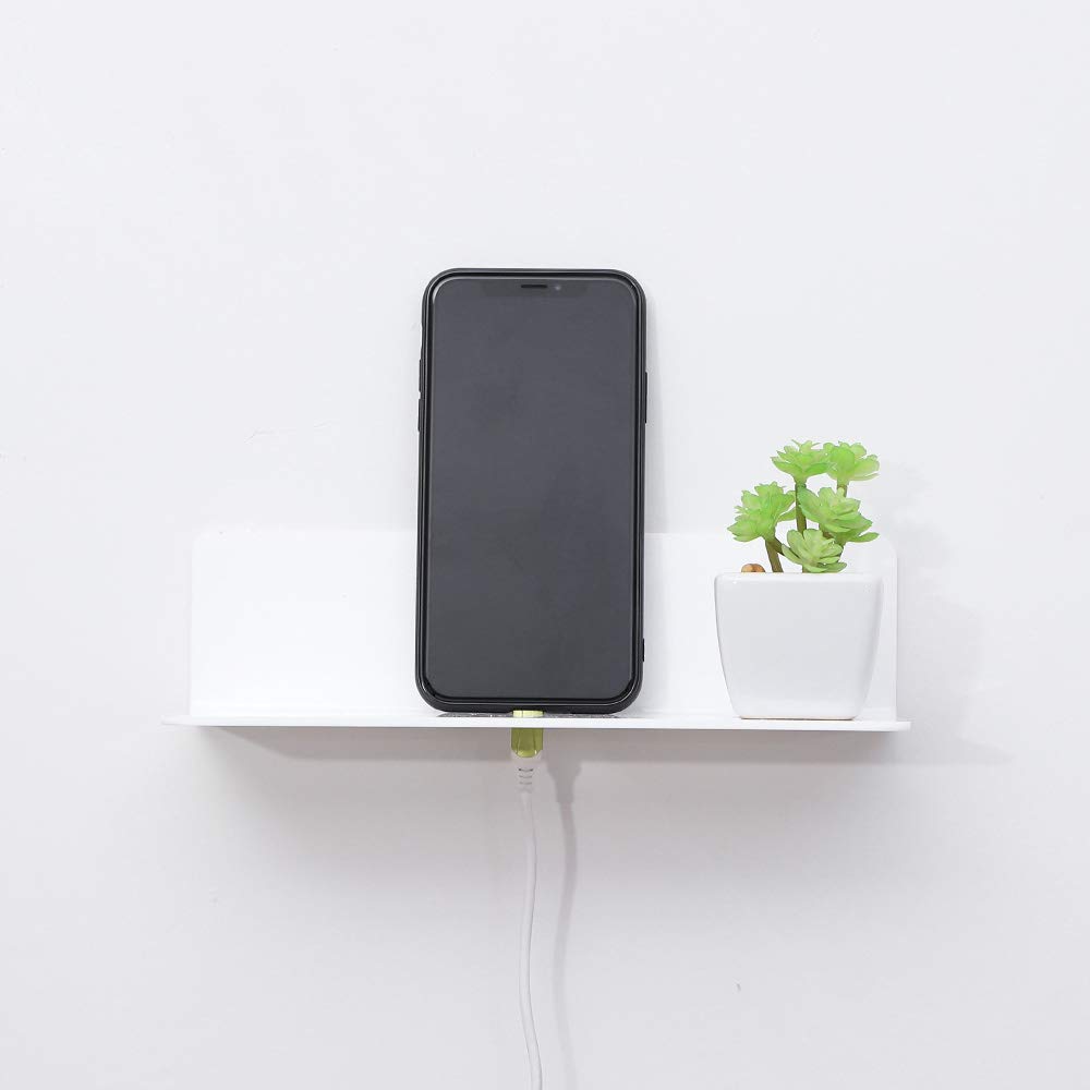 IEEK 9 Inch Acrylic Floating Shelves Set of 4 - Small Wall Display Shelves for Bluetooth Speakers, Security Cameras, Nintendo Switch & Action Figures - Damage-Free Stick-On Wall Shelves (White) - Perfect for Bedroom, Living Room, Office & Bathroom Organization