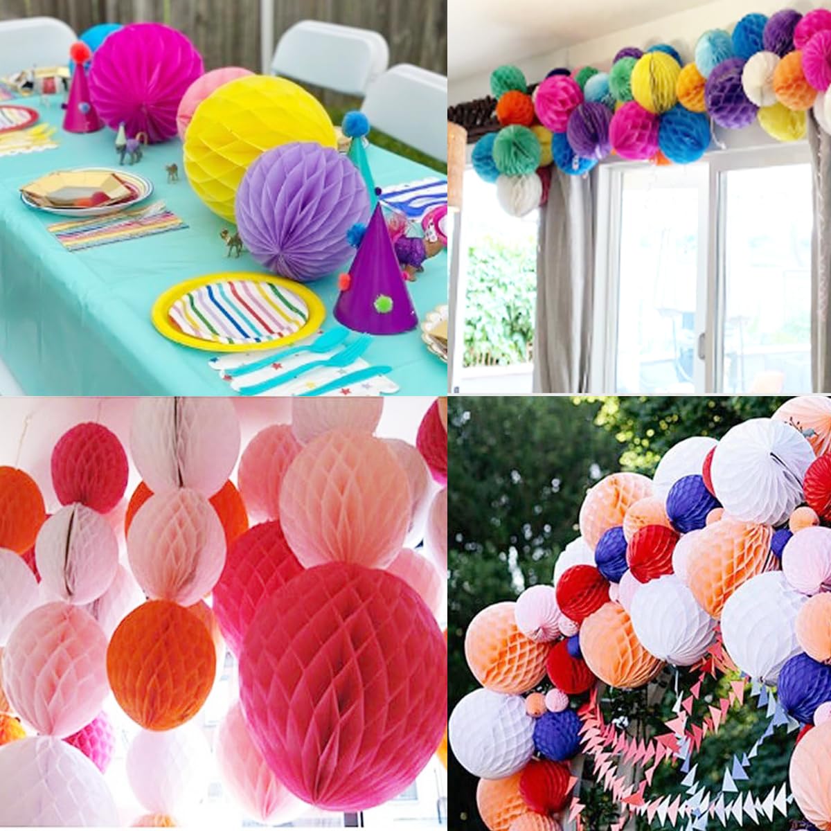 8pcs 8-inch Yellow Paper Honeycomb Balls - Decorative Tissue Pom Poms for Birthday Party, Wedding, Baby Shower, Nursery & Home Decor | Perfect for Ceiling Hanging, Table Centerpieces & Photo Backdrops