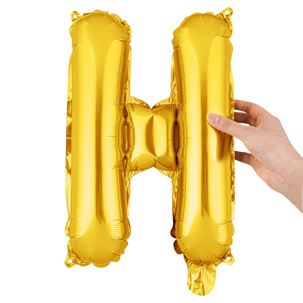 Gold Mylar Letter H Balloon - 16 Inch Large Foil Alphabet Balloon for Birthday Party Decorations, Baby Shower, Graduation & Anniversary Celebrations (1 Count)