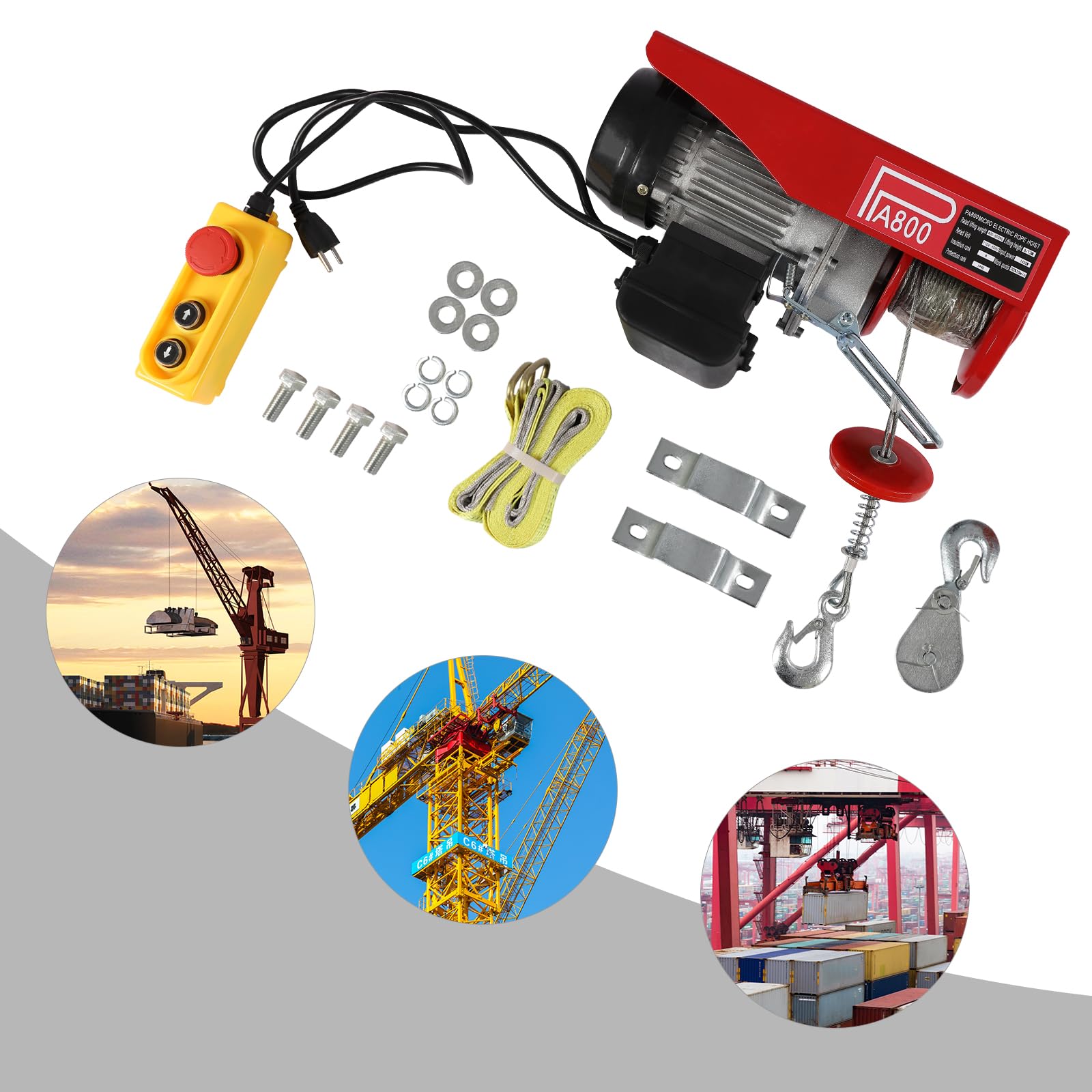 400KG Electric Hoist Lift 1763LBS with Wireless Remote Control - 110V Overhead Hoist for Garage, Auto Shop & Warehouse Lifting Operations