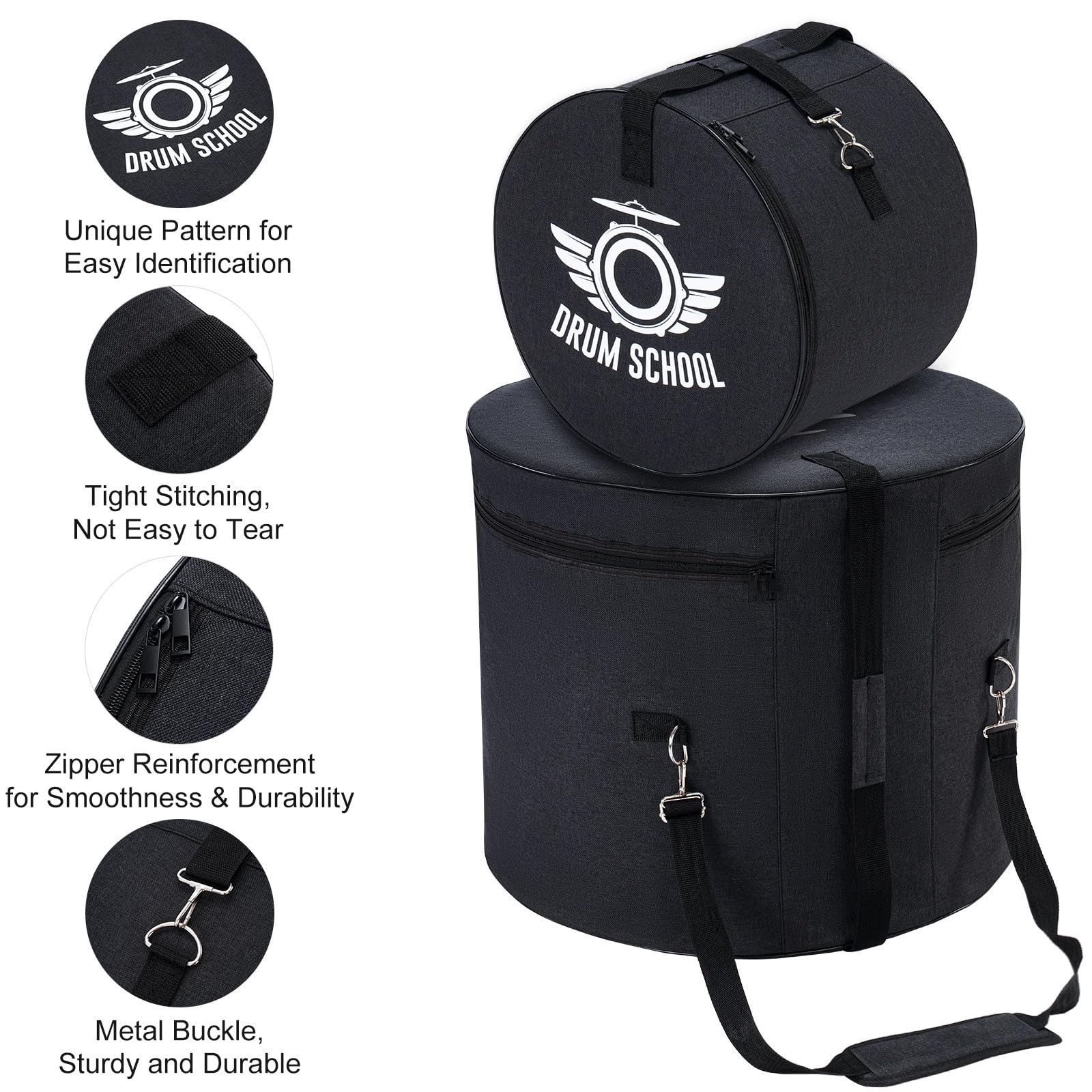7-Piece Heavy Duty Drum Bags Set - Thick Padded Carrying Cases for 12